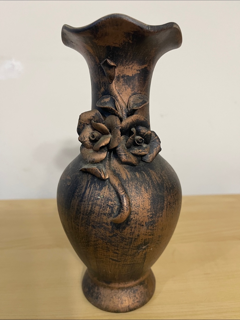 Bronze-Tone Floral Accent Vase - Home Accents